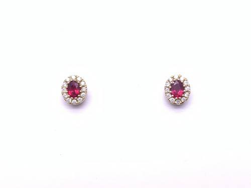 18ct Yellow Gold Ruby & Diamond Earrings