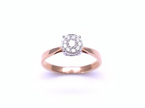 18ct Rose Gold Diamond Cluster Ring 0.21ct