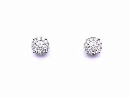 9ct White Gold Diamond Cluster Earrings 0.70ct