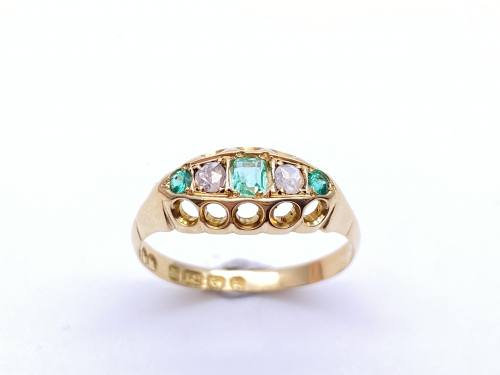 18ct Emerald & Diamond Ring Birmingham 1906