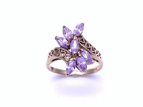 9ct Yellow Gold Purple Dress Ring