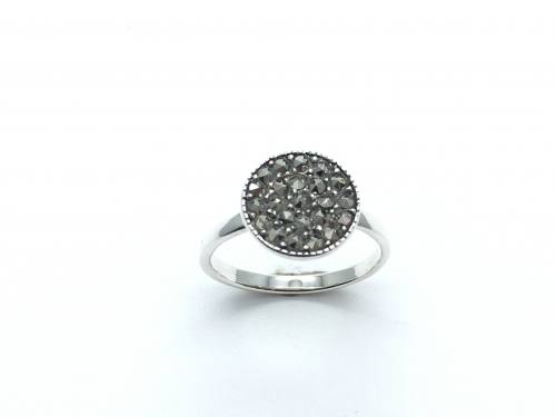 Silver Marcasite Disk Ring