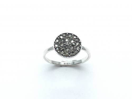 Silver Marcasite Disk Ring