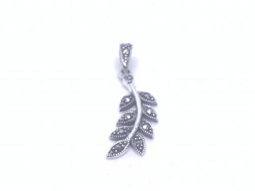 Silver & Marcasite Leaf Pendant