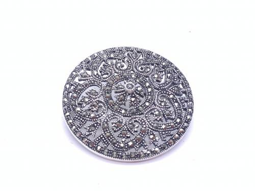 Silver & Marcasite Disc Brooch