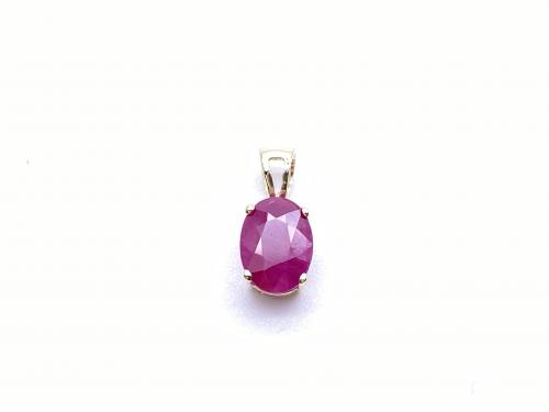 9ct Yellow Gold Oval Ruby Pendant