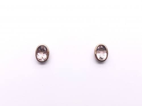 9ct Rose Gold Oval Morganite Stud Earrings