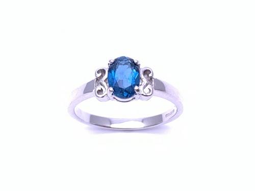 9ct White Gold Blue Topaz Ring