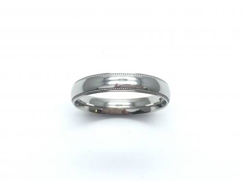 Platinum Beaded edge Wedding Ring 4mm W