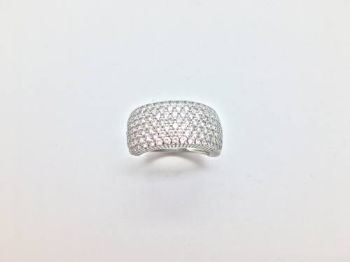 Silver CZ Pave Wide Band Ring