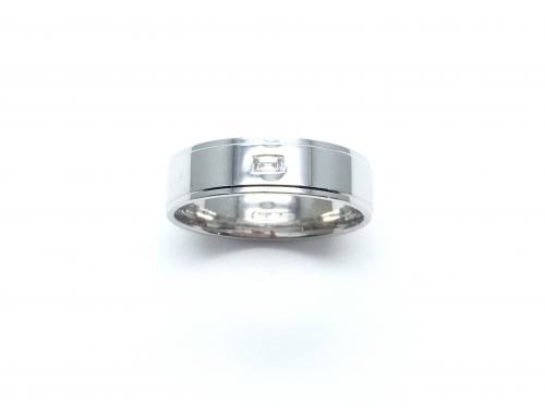 18ct White Gold Emerald Cut Diamond Ring 6mm