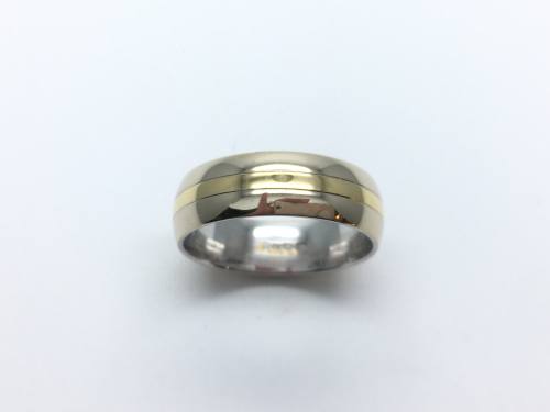 18ct White & Yellow Gold Gents Ring 7mm T