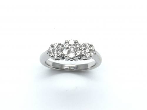 18ct White Gold Diamond Triple Cluster Ring