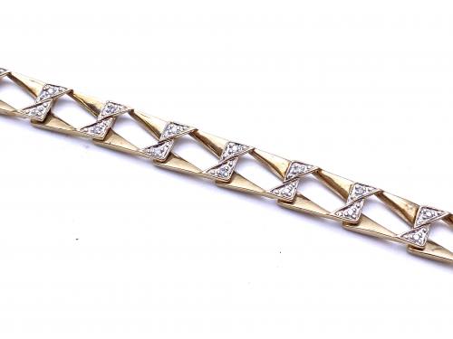 9ct Yellow Gold Diamond Curb Bracelet