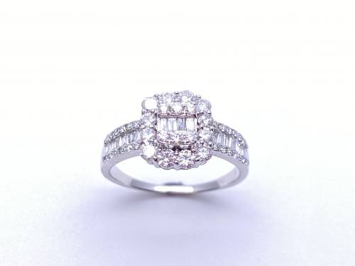 18ct White Gold Diamond Cluster Ring 1.02ct