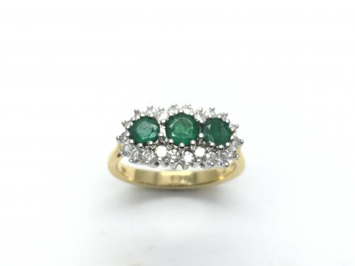 18ct Emerald & Diamond Cluster Ring 0.49ct