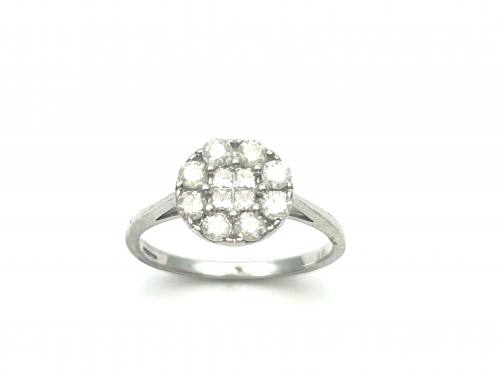 9ct White Gold Diamond Cluster Ring 0.62ct