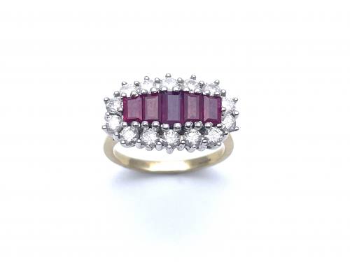 9ct Ruby & Diamond Cluster Ring 1.00ct