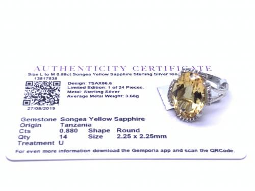 Silver Yellow Sapphire Ring