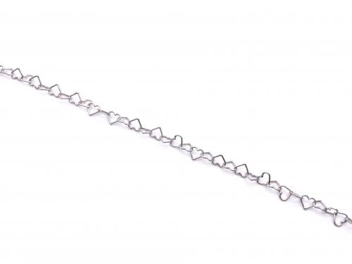 9ct White Gold Heart Anklet Chain 10 inch