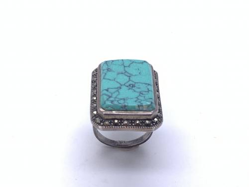 Sliver Marcasite & Turquoise Ring