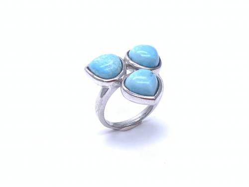 Silver Turquoise 3 Stone Ring