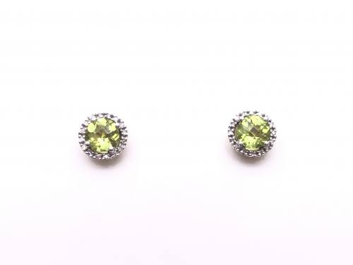 9ct Yellow Gold Peridot & Diamond Halo Earrings