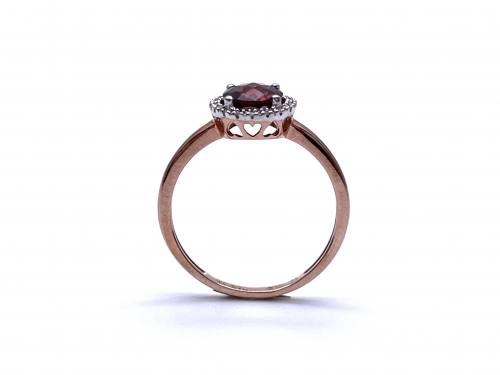 9ct Rose Gold Garnet and Diamond Cluster Ring