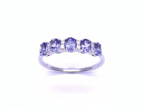 9ct White Gold Tanzanite and Diamond Eternity Ring