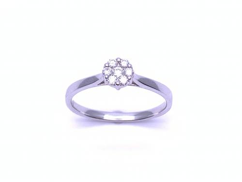 9ct White Gold Diamond Cluster Ring 0.18ct