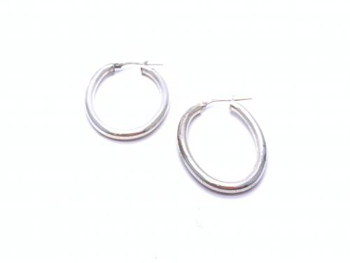 Silver Plain Oval Hoop Earrings