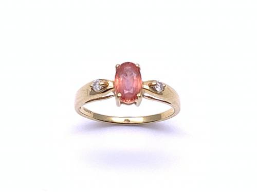 18ct Orange Sapphire & Diamond Ring