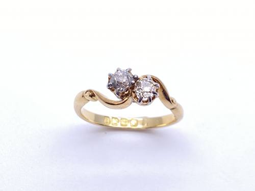 An Old 18ct Diamond 2 Stone Ring London 1915