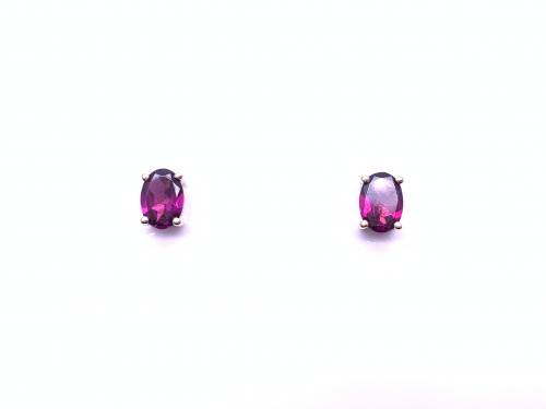 9ct Yellow Gold Rhodolite Garnet Stud Earrings