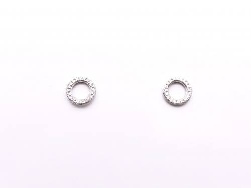 9ct White Gold Diamond Circle Stud Earrings
