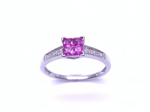 9ct Pink Sapphire & Diamond Cluster