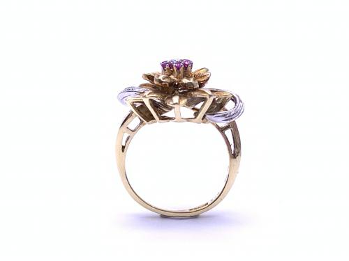 18ct Ruby and Diamond Flower Ring