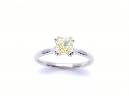 Platinum Yellow Diamond Solitaire Ring 0.81ct
