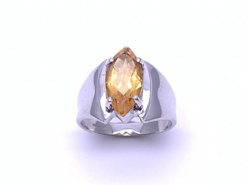 9ct White Gold Citrine Solitaire Ring