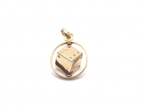 9ct Yellow Gold Dice & Ring Charm