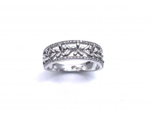 9ct White Gold Cut-Out Diamond Ring 0.16ct