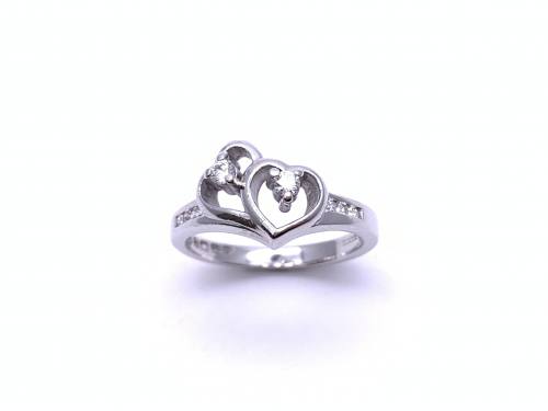 18ct Diamond Double Heart Ring