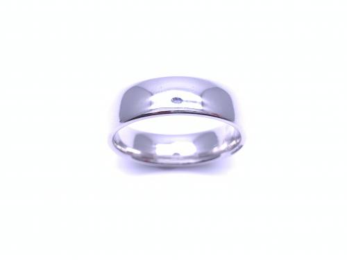 18ct White Gold Plain Wedding Ring 7mm