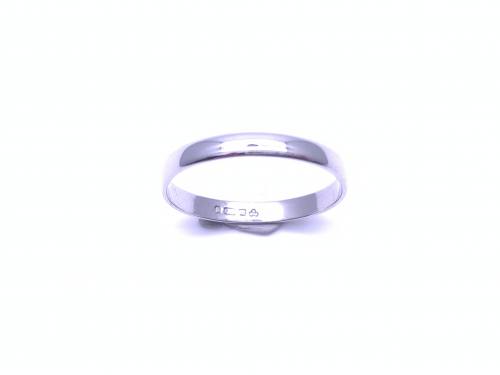 9ct White Gold Plain Wedding Ring 3mm