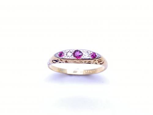 An Old Synthetic Ruby and Diamond Ring