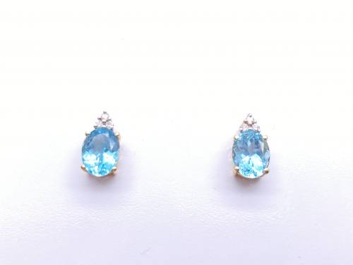 Seconhand 14ct Apatite & Diamond Stud Earrings