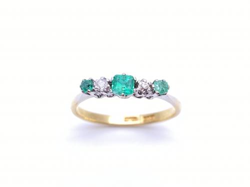 Emerald & Diamond 5 Stone Ring