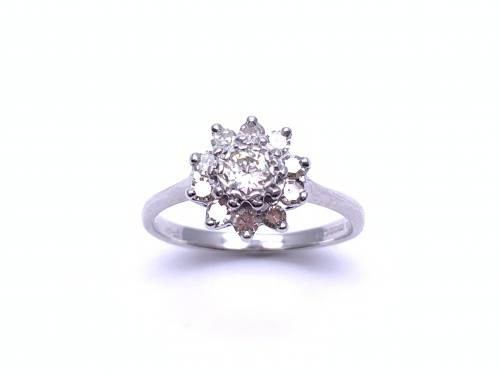 14ct White Gold Diamond Cluster Ring