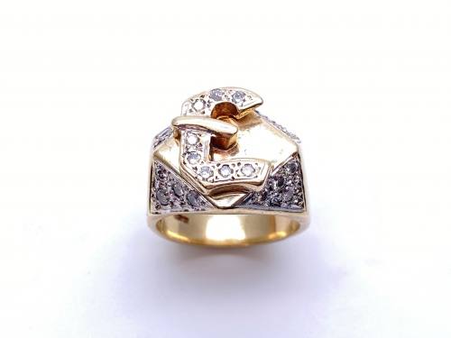 9ct Yellow Gold Diamond Buckle Ring