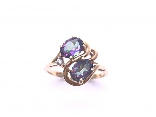 9ct Mystic Topaz & Diamond Ring